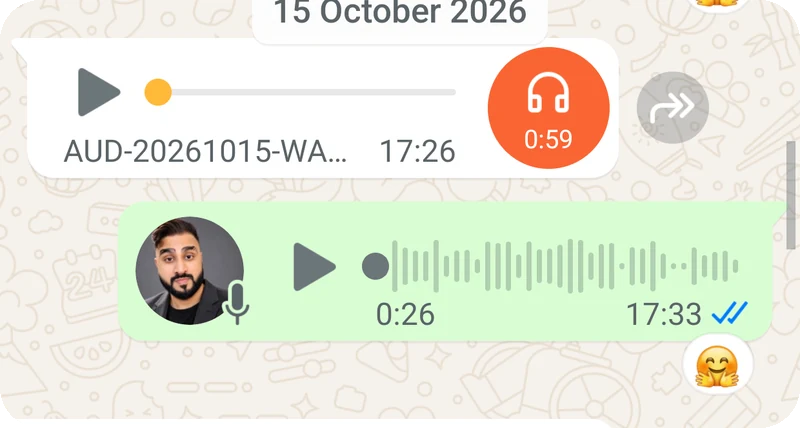 A real WhatsApp exchange of voice notes with Mazer