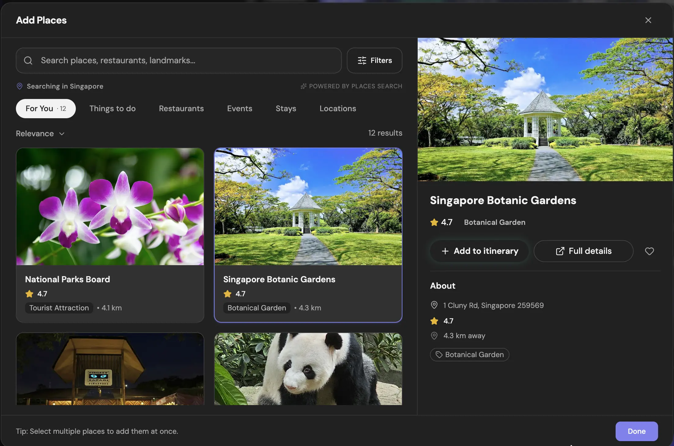 TripMazer destination exploration and curated place discovery interface